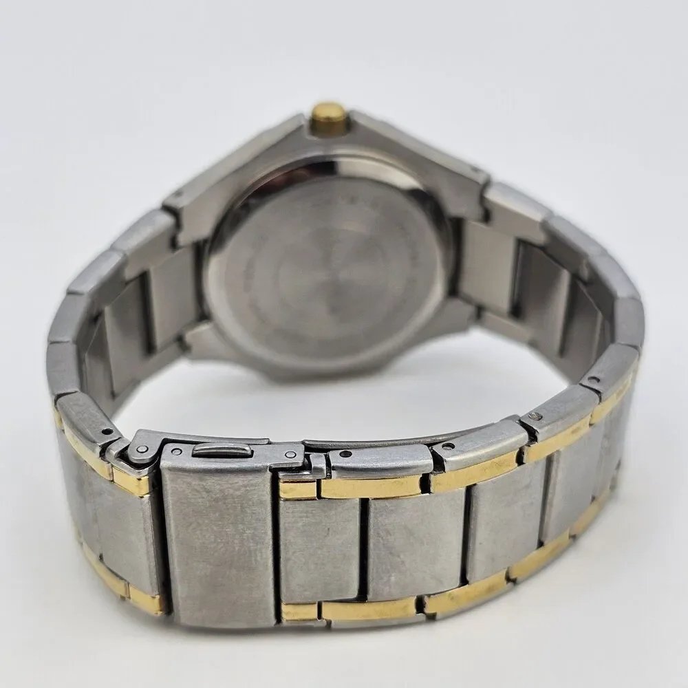 VTG Armitron Men's Watch 37MM Silver Dial Day/Date Two Tone Band 6